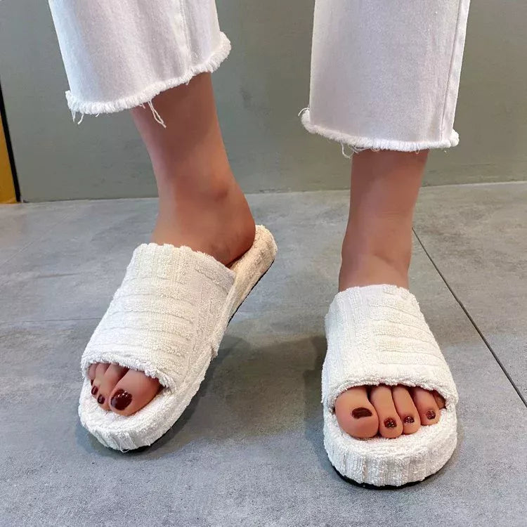 Open-Toe Platform Slippers