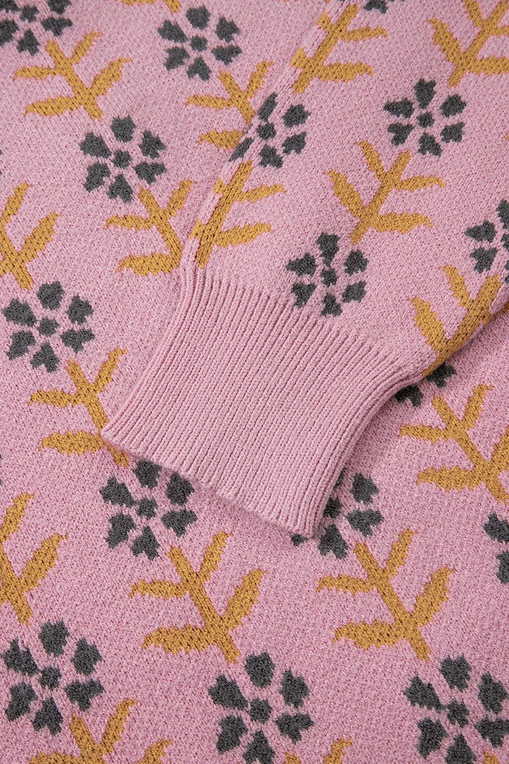 Floral Button-Up Knit Cardigan