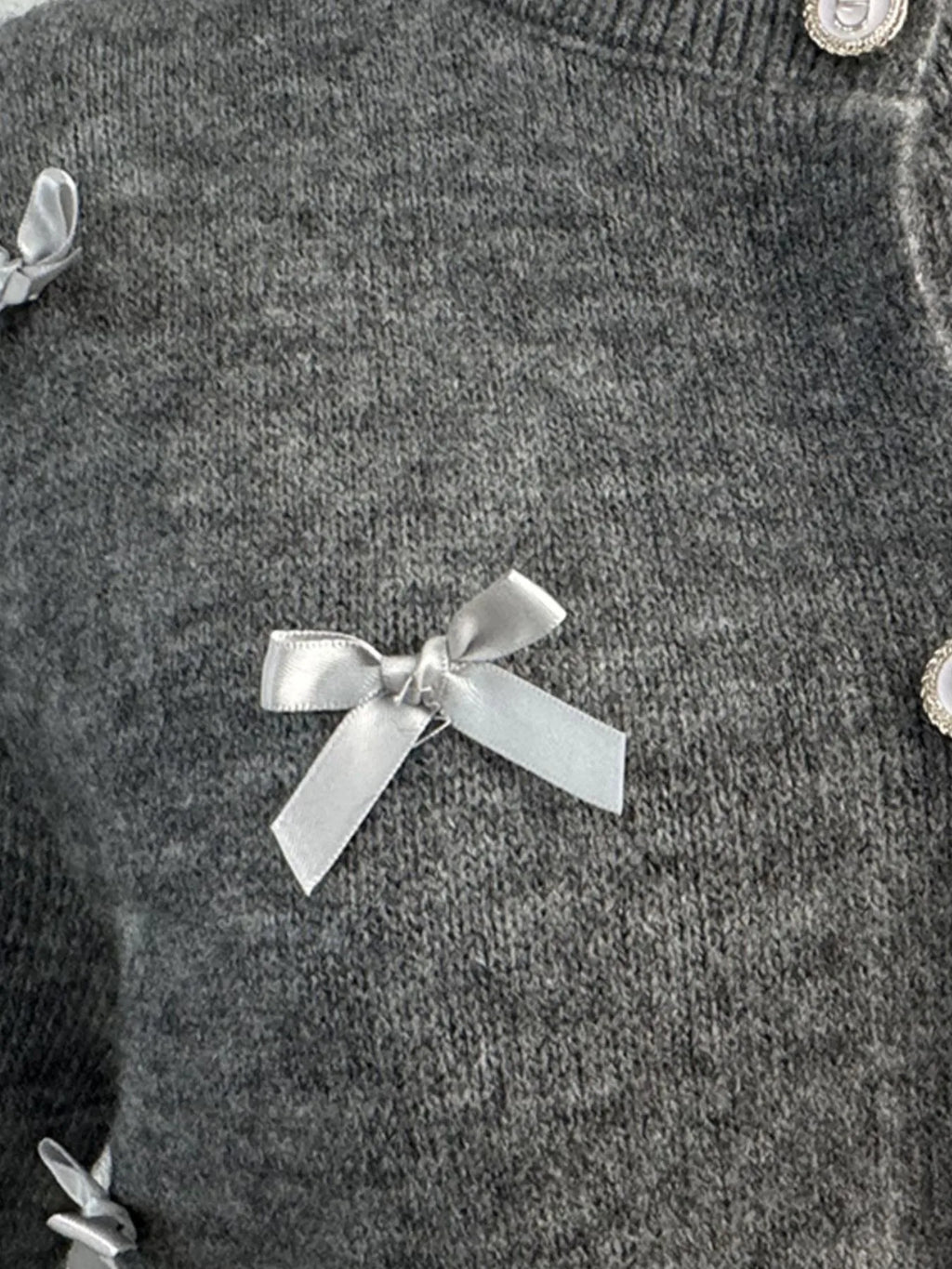 Bow Button Up Long Sleeve Cardigan