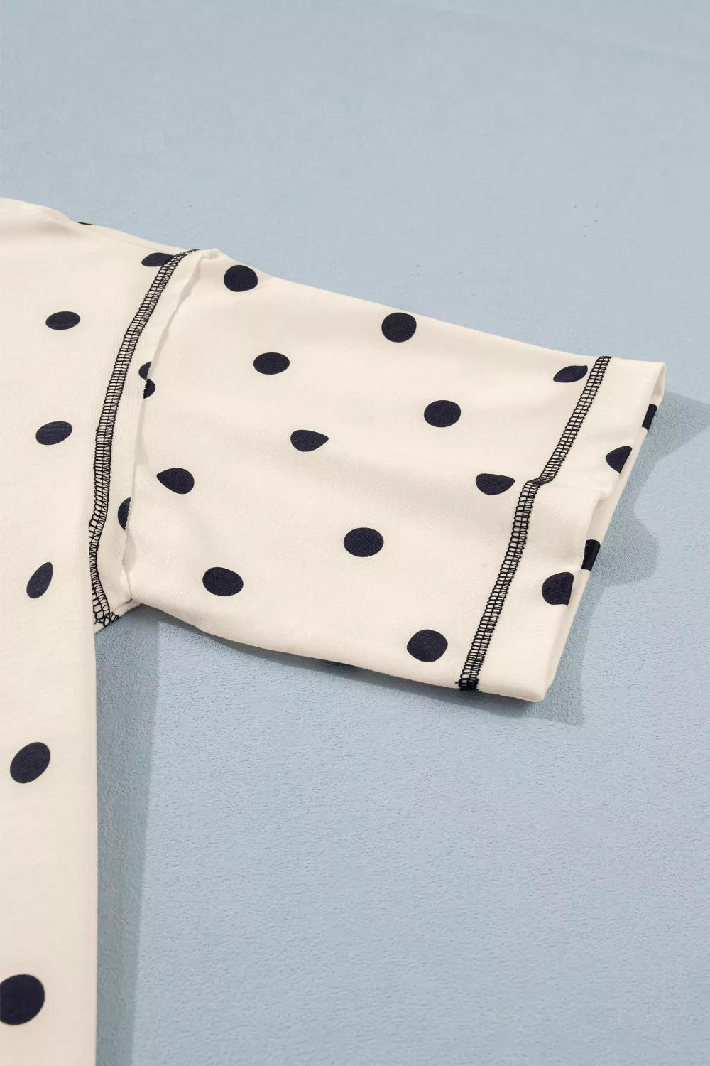 Exposed Seam Detail Polka Dot Loose Tee Drawstring Shorts Set