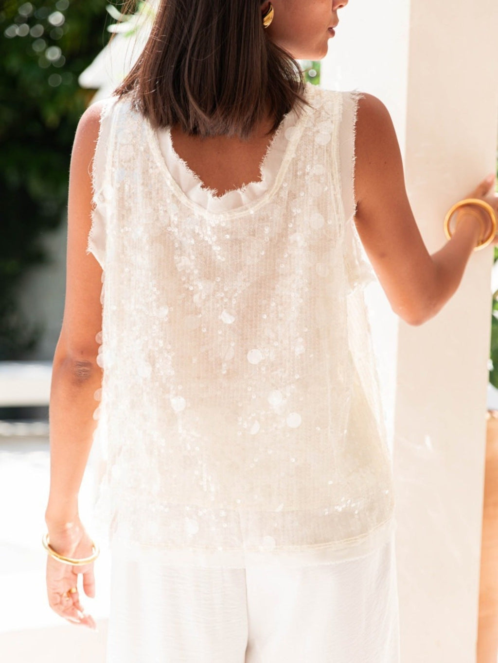 Sequin Round Neck Tank