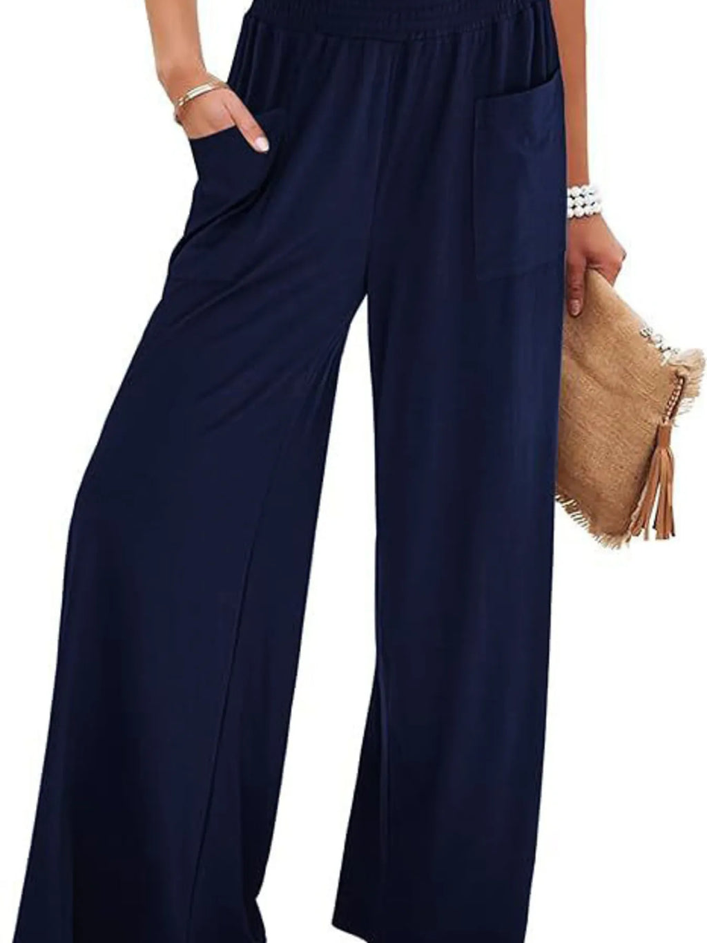 High-Waisted Wide Leg Pants with Pockets