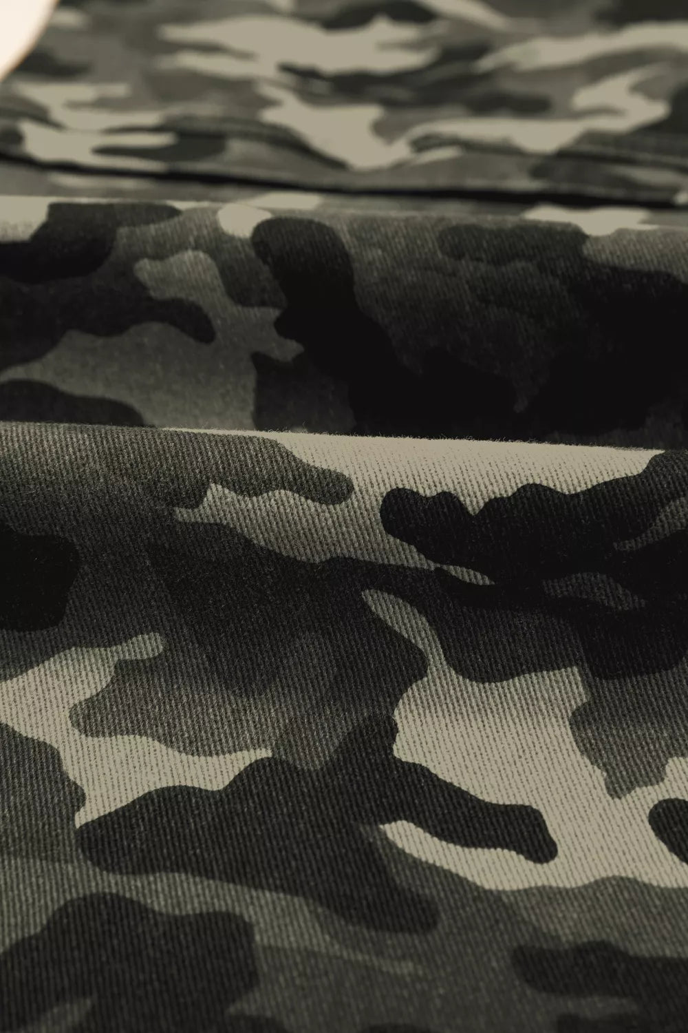 Camouflage Print Multi Pocketed Womens Denim Pants