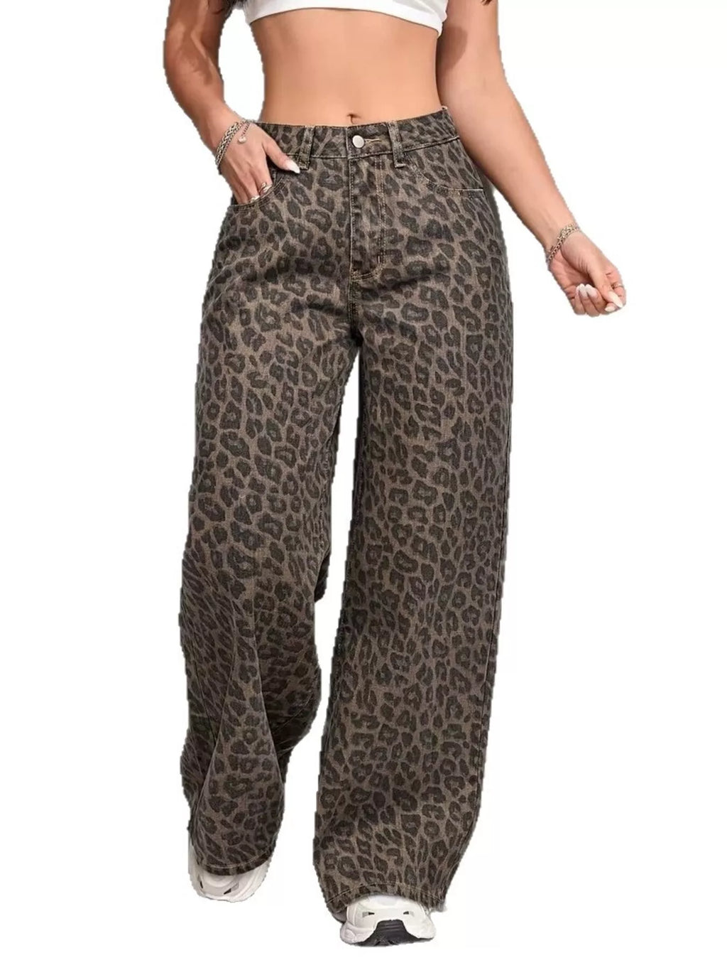 Leopard Wide Leg Jeans