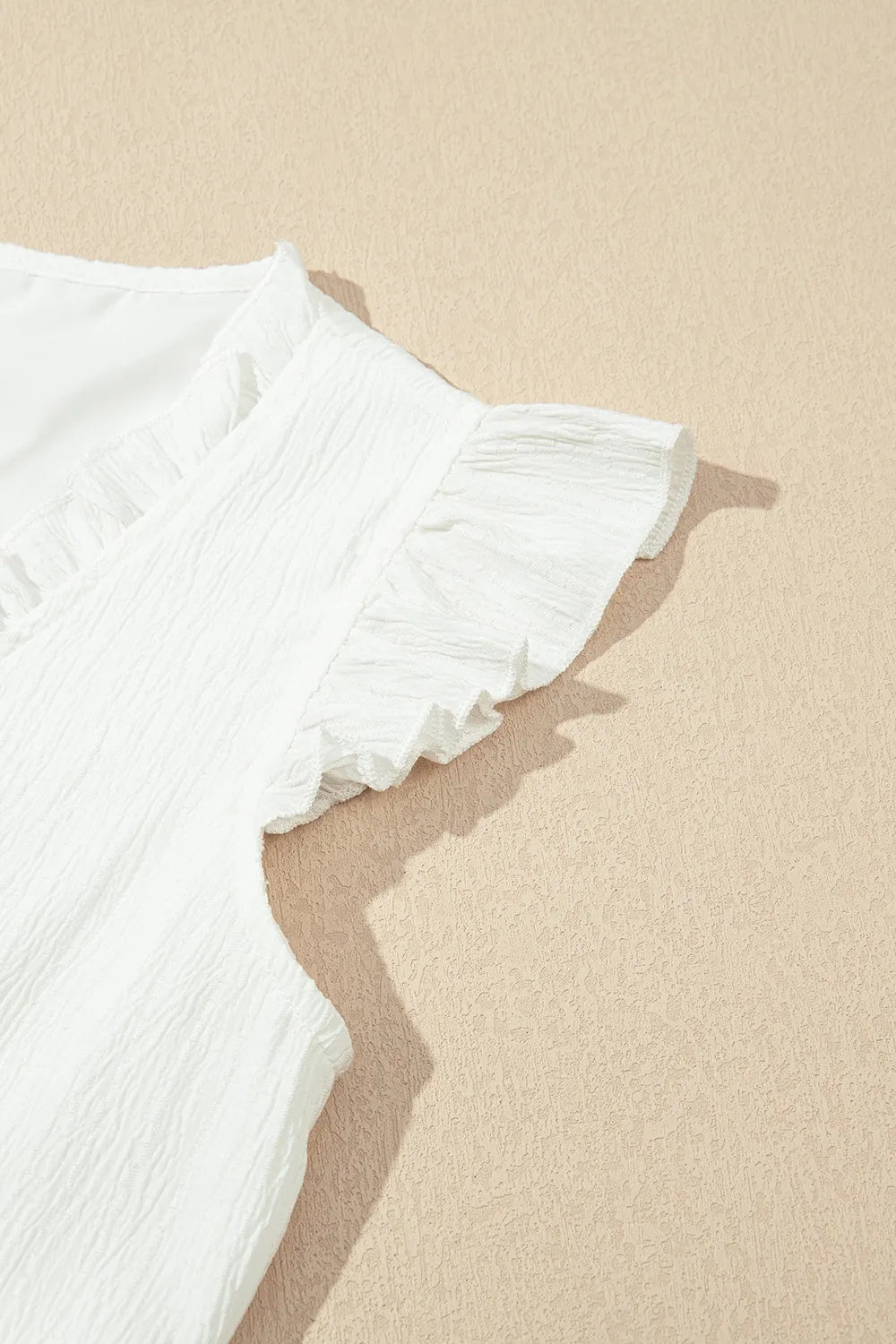 Ruffled Trim V Neck Flutter Flowy Top