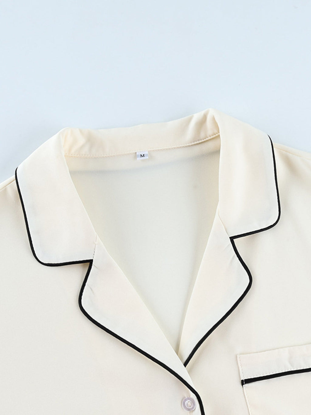 Contrast Trim Button Up Top and Pants Lounge Set