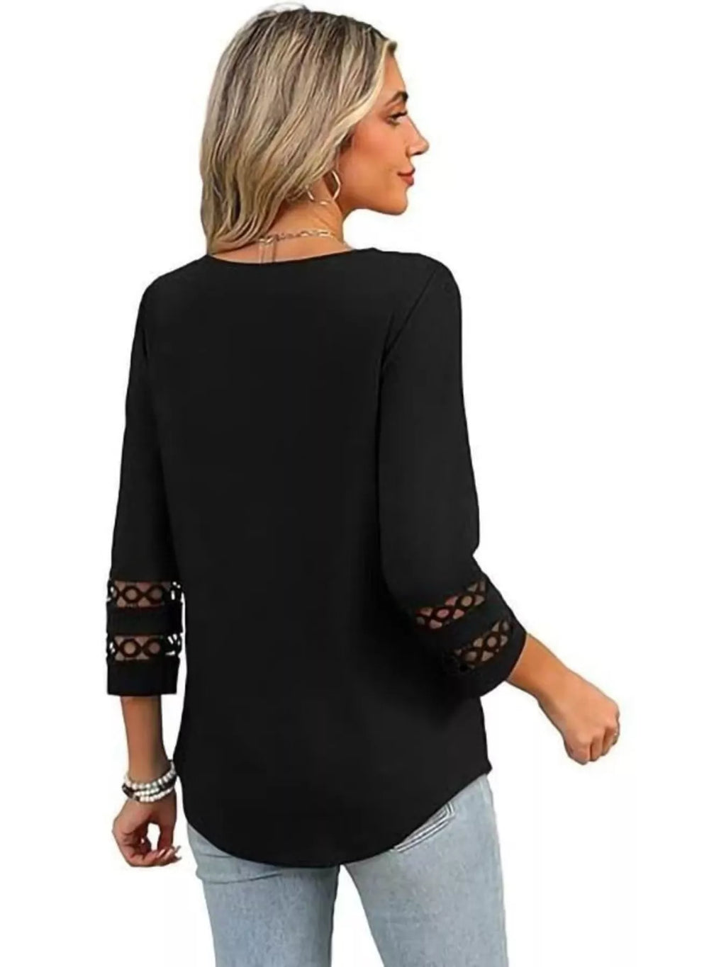 Full Size V-Neck 3/4 Sleeve T-Shirt Plus Size