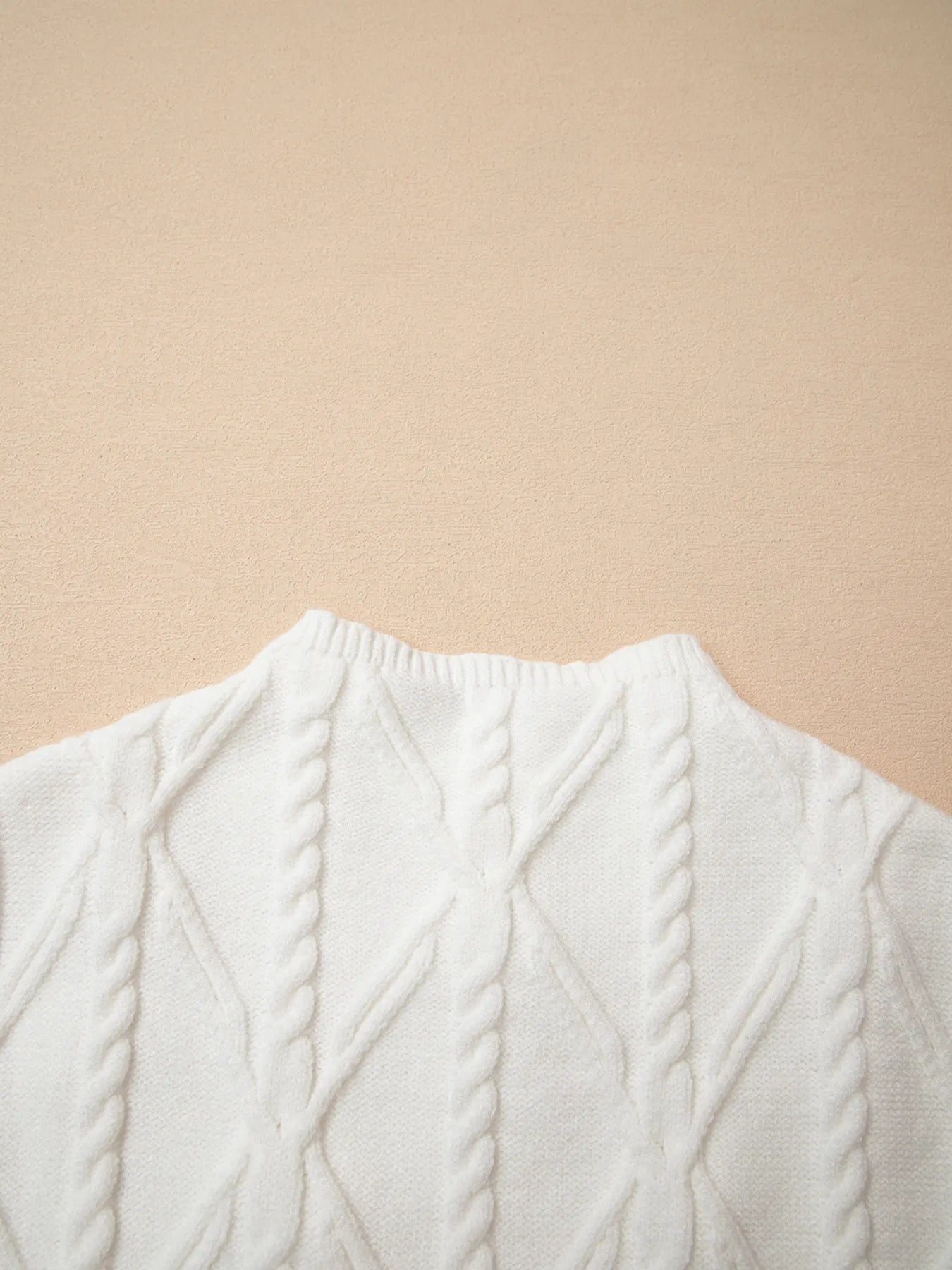 Pearled Mock Neck Textured Knit Sweater Vest