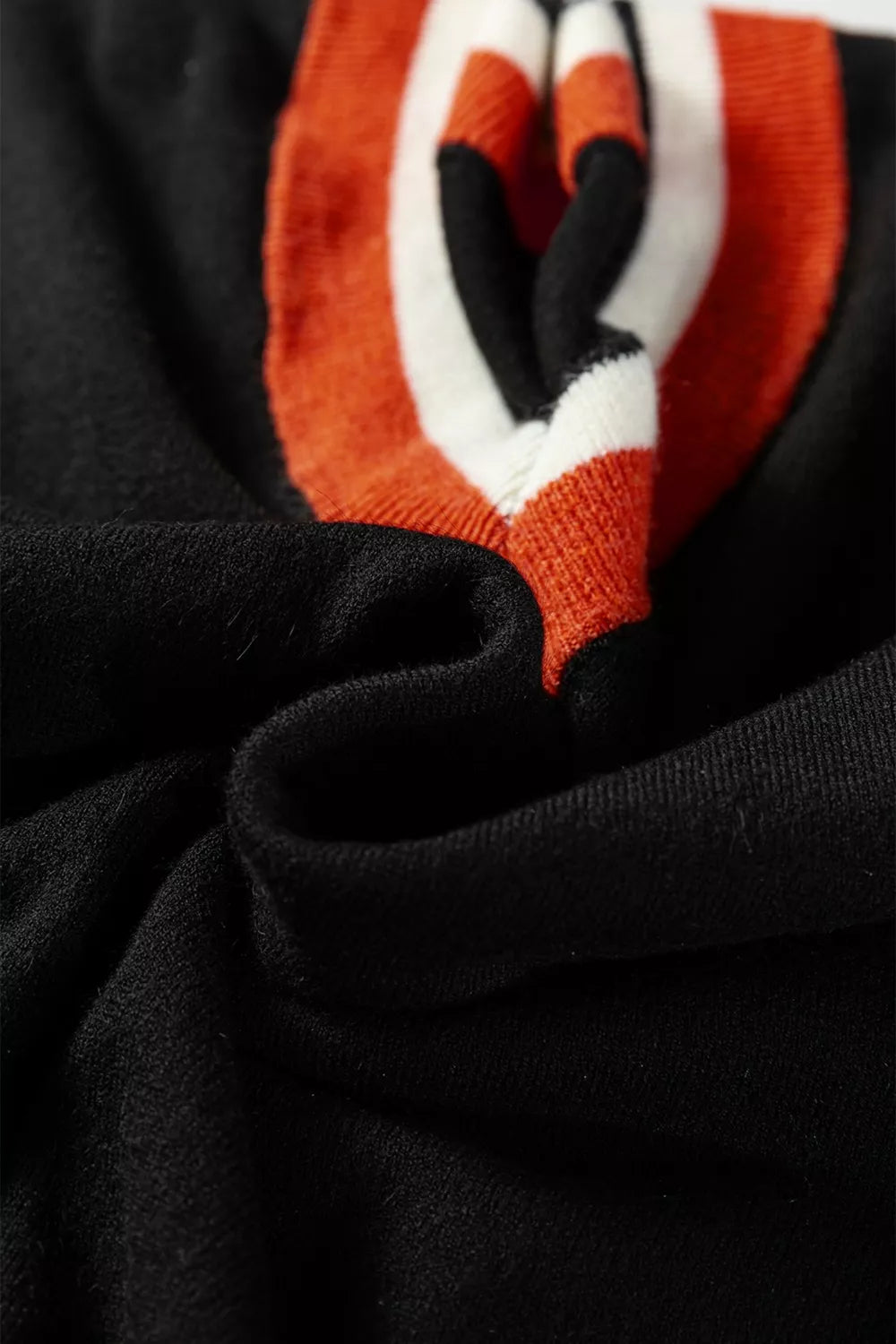 Contrast Striped Trim V Neck Varsity Sweater
