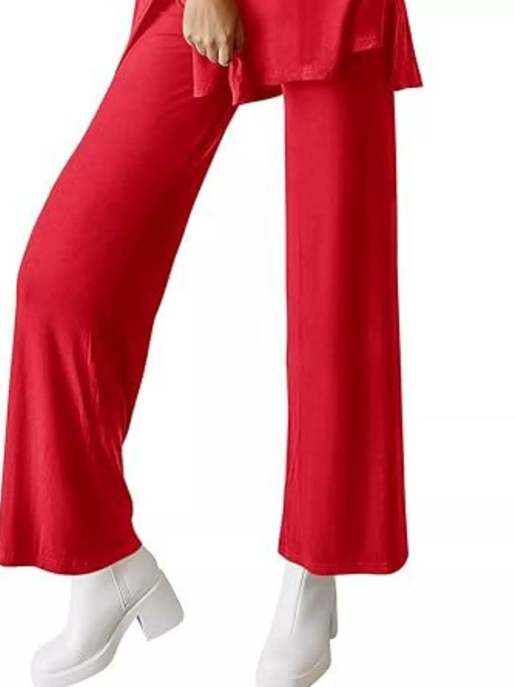 Relaxed Fit Round Neck Top and Pants Two-Piece Set