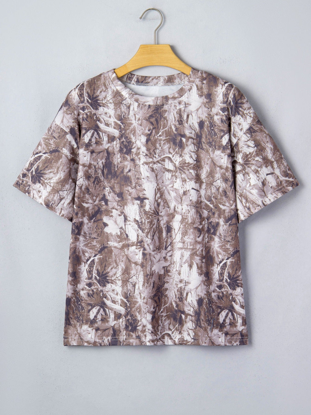 Camouflage Woodland Print Drop Shoulder Tunic Tee