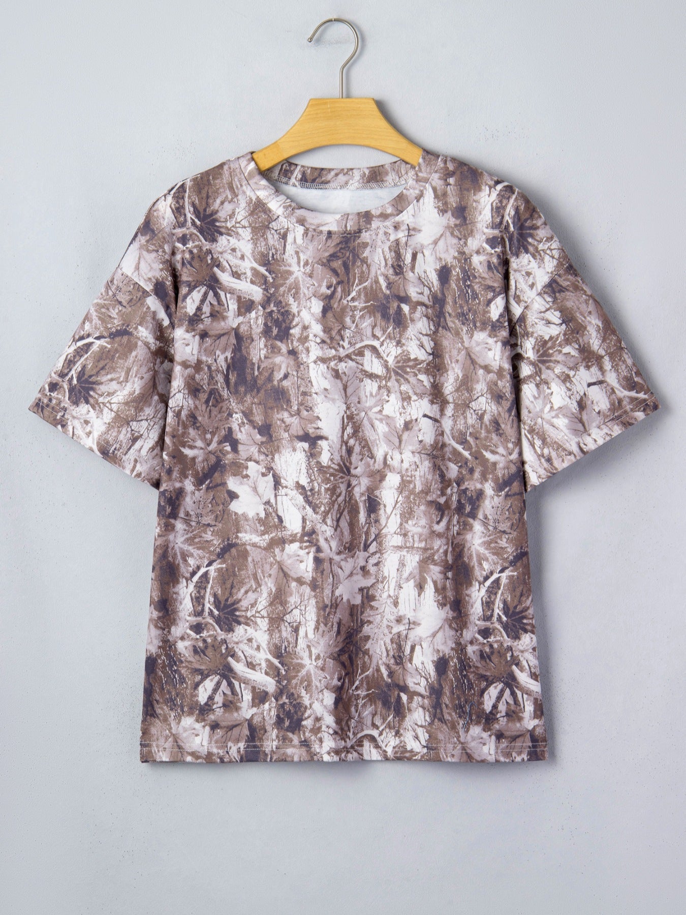 Camouflage Woodland Print Drop Shoulder Tunic Tee