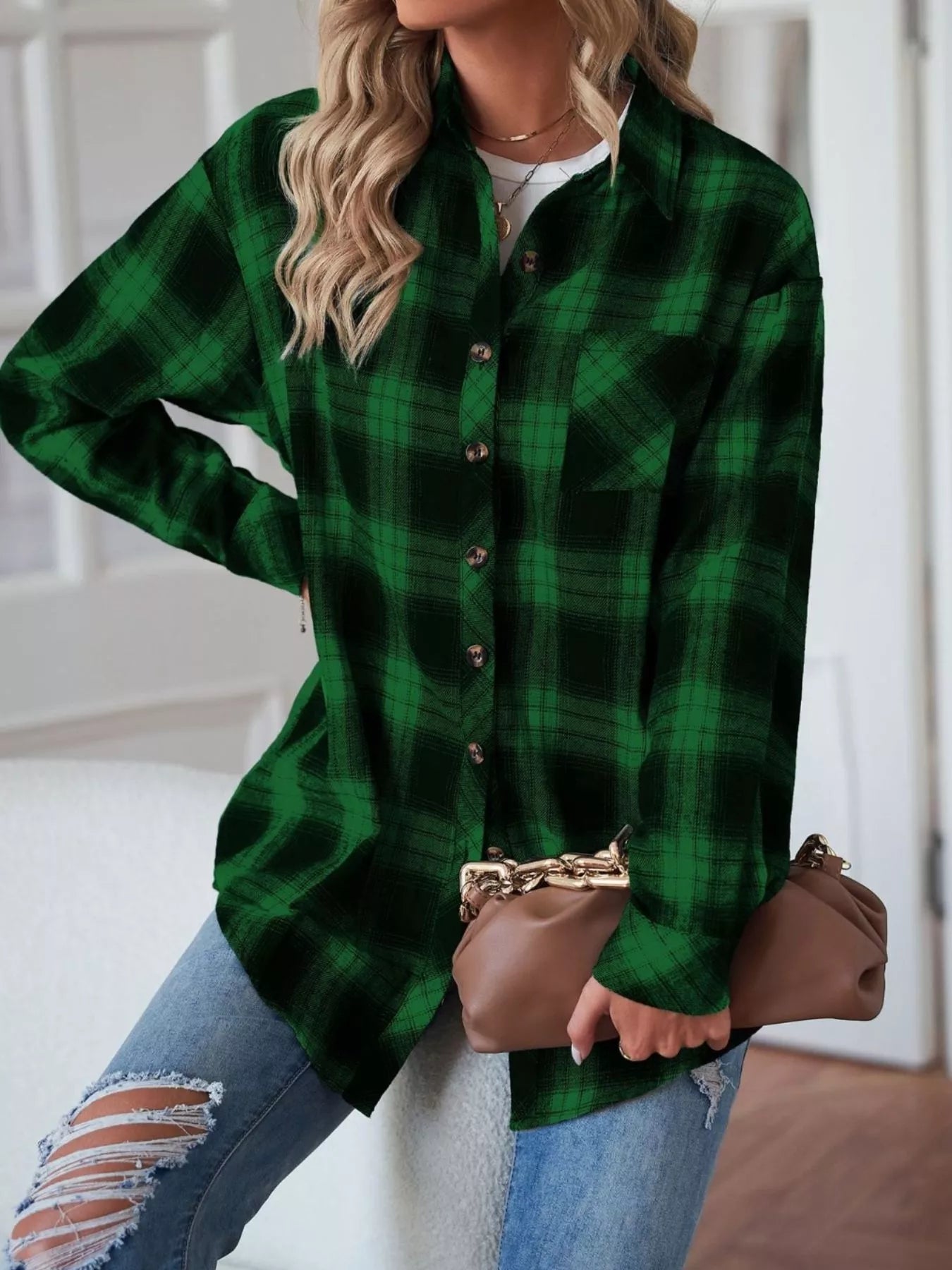 Casual Plaid Button Up Shirt