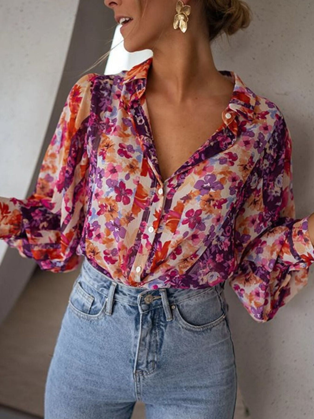 Floral Print Button Up Shirt