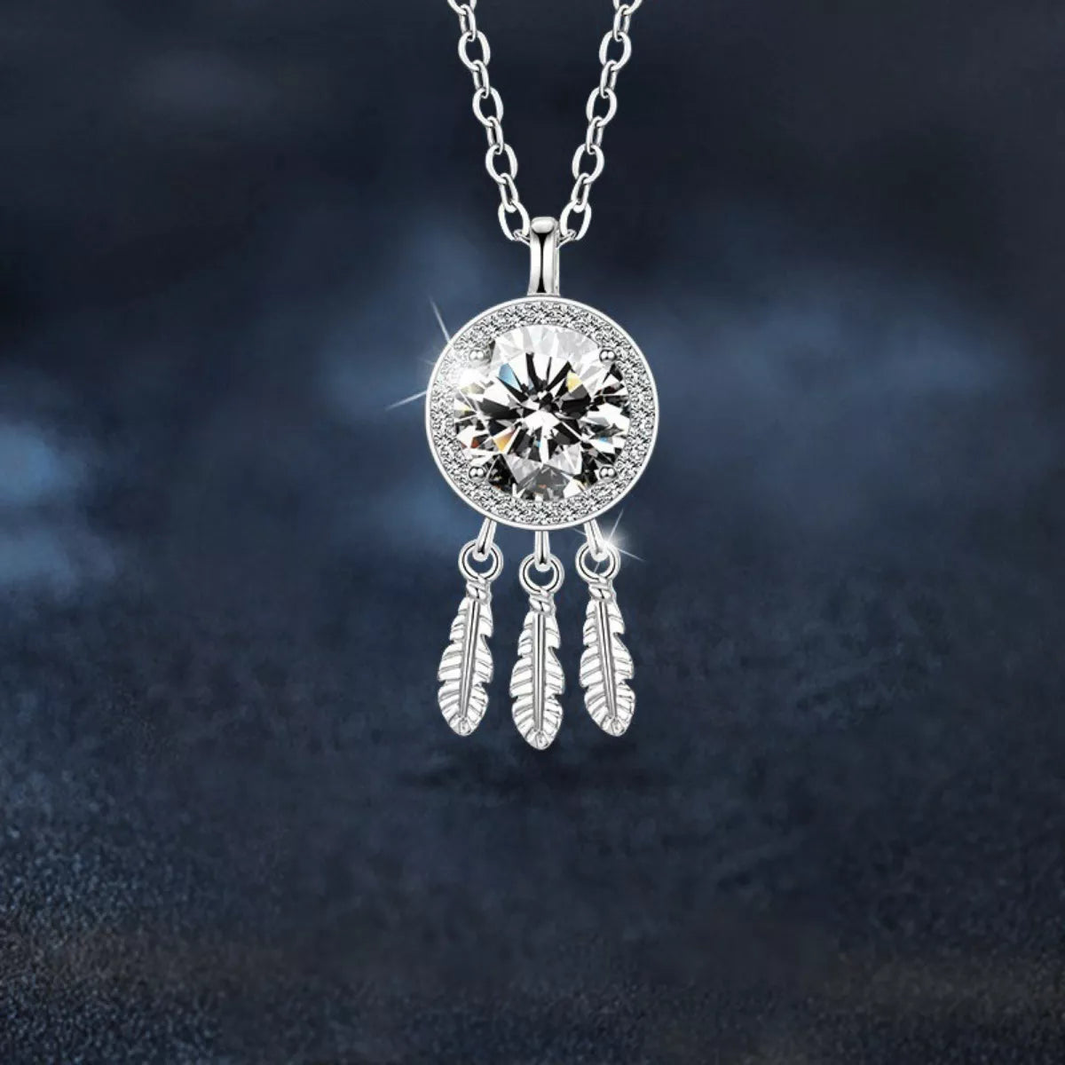 1 Carat Moissanite 925 Sterling Silver Dreamcatcher Pendant Necklace
