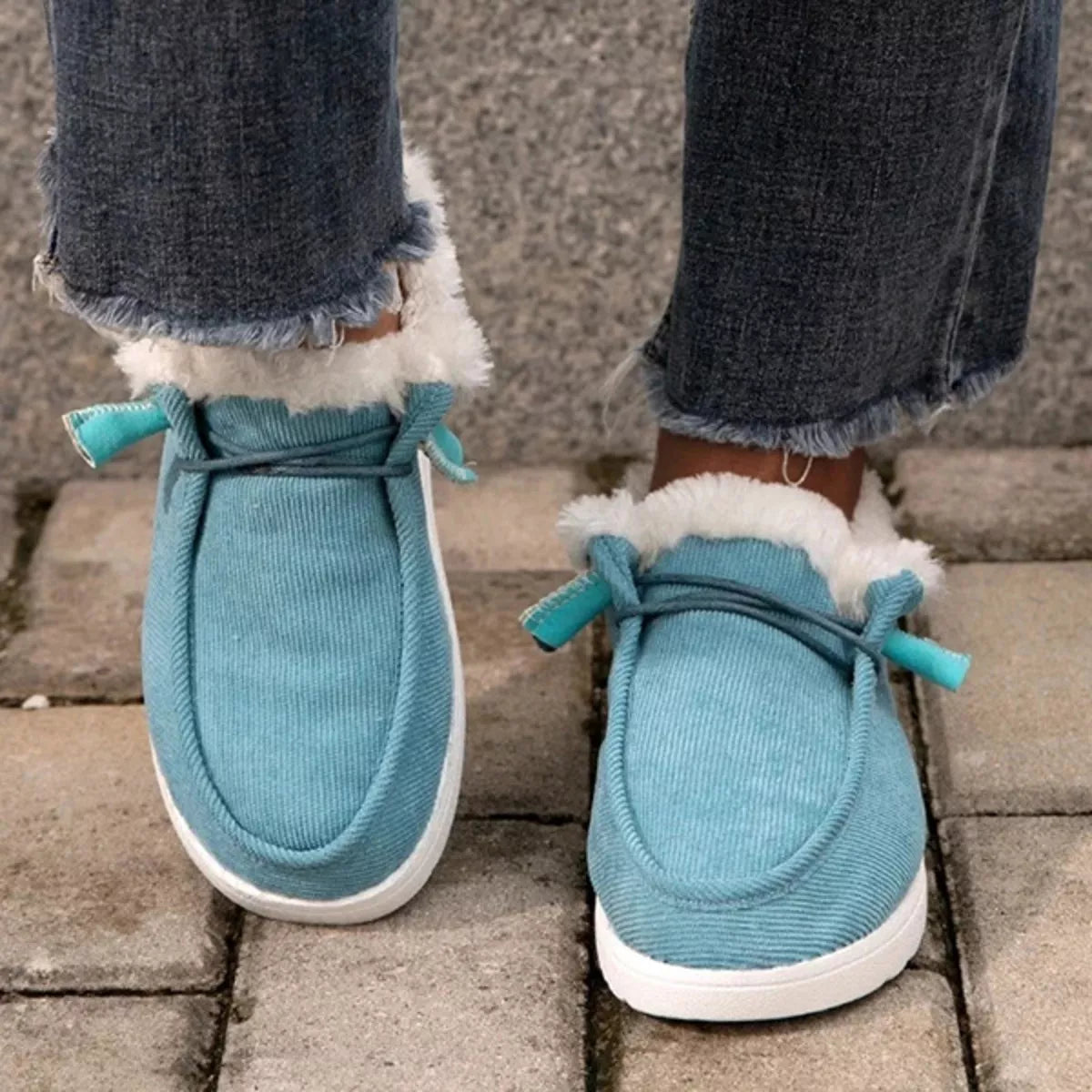 Fuzzy Lined Corduroy Slip-Ons