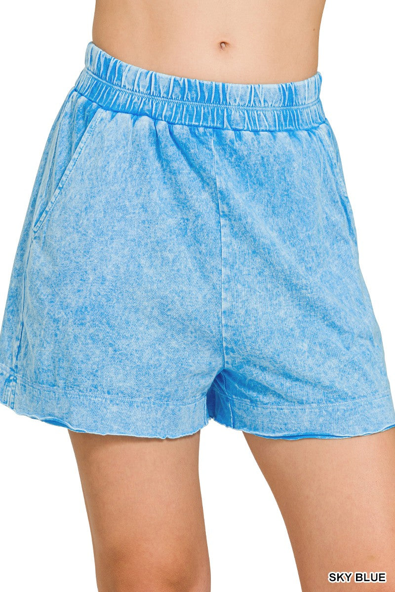 Zenana Halo Snow Washed Boxy Top & Shorts Set