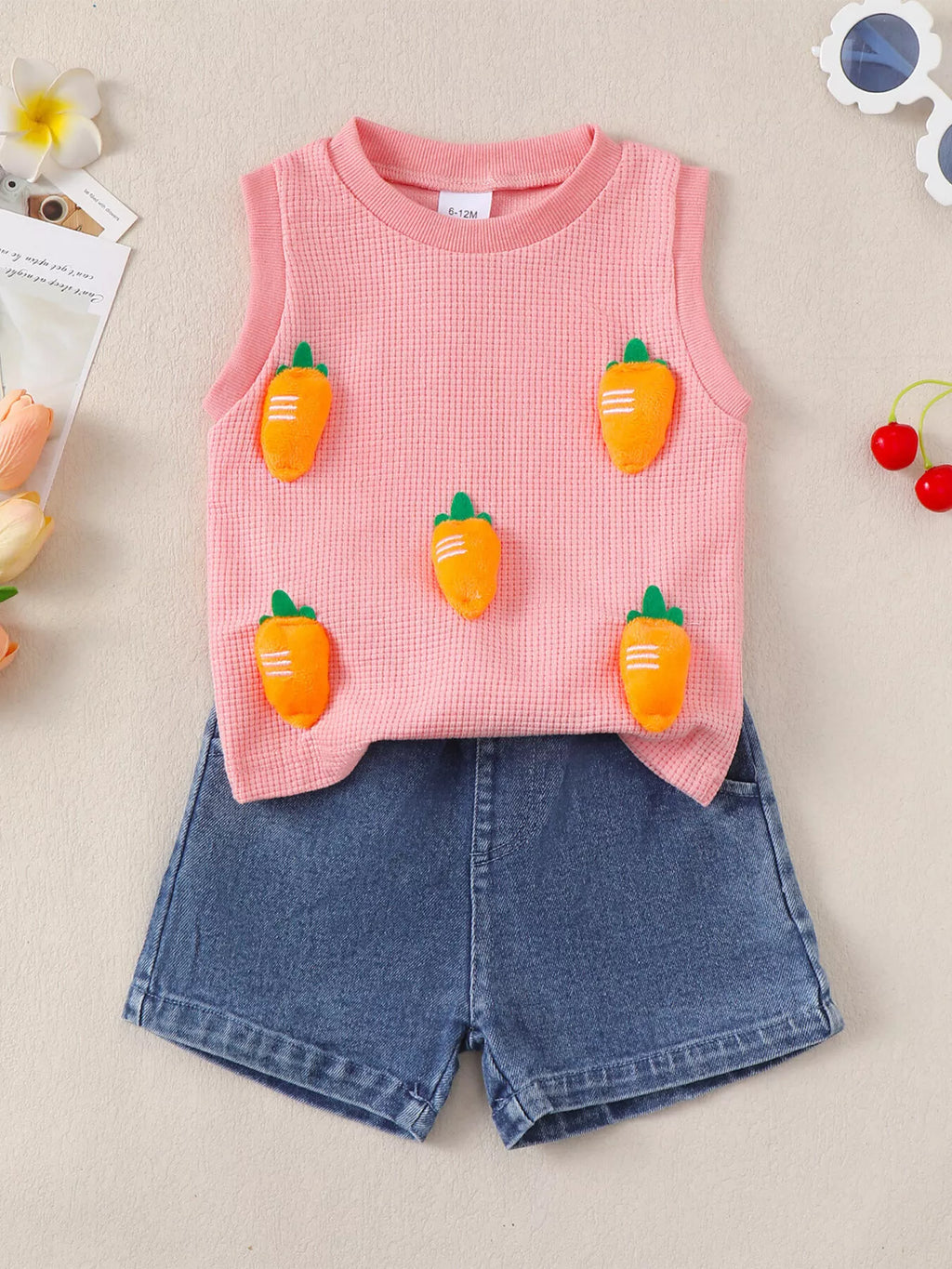 Children's Carrot Sleeveless Top & Shorts Set