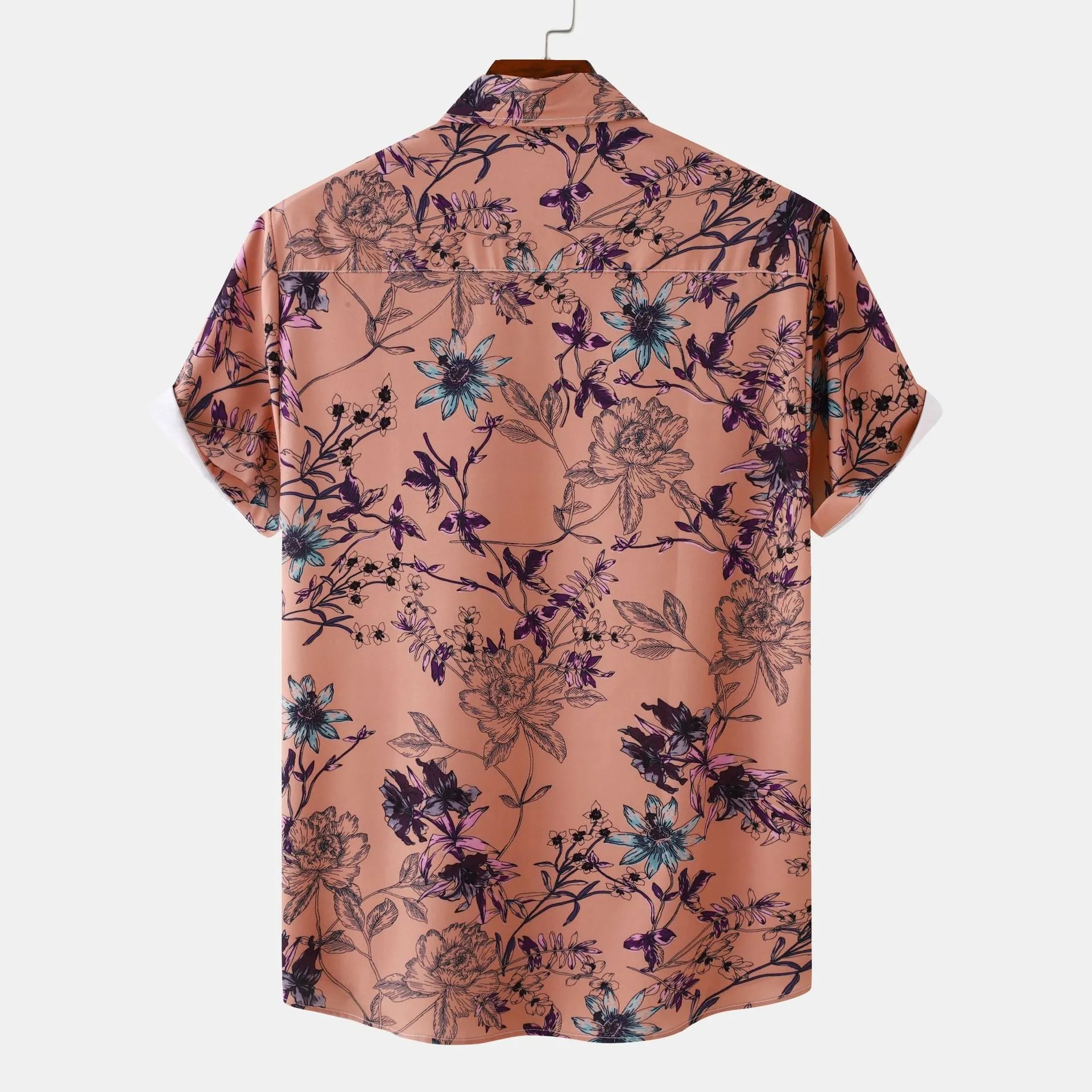 Men's Plus Size Floral Print Short Sleeve Button Down Casual Shirt