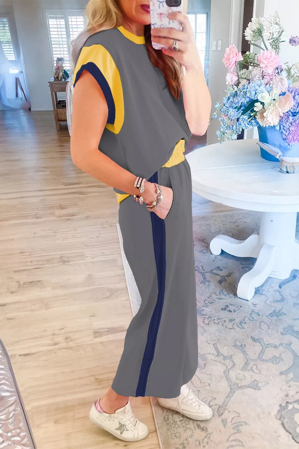 Contrast Trim Top and Pants Set