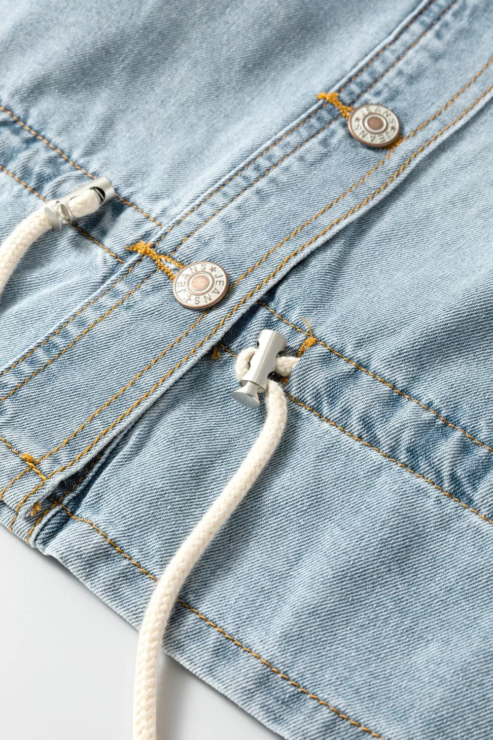 Draw-cord Hem Light Wash Denim Jacket