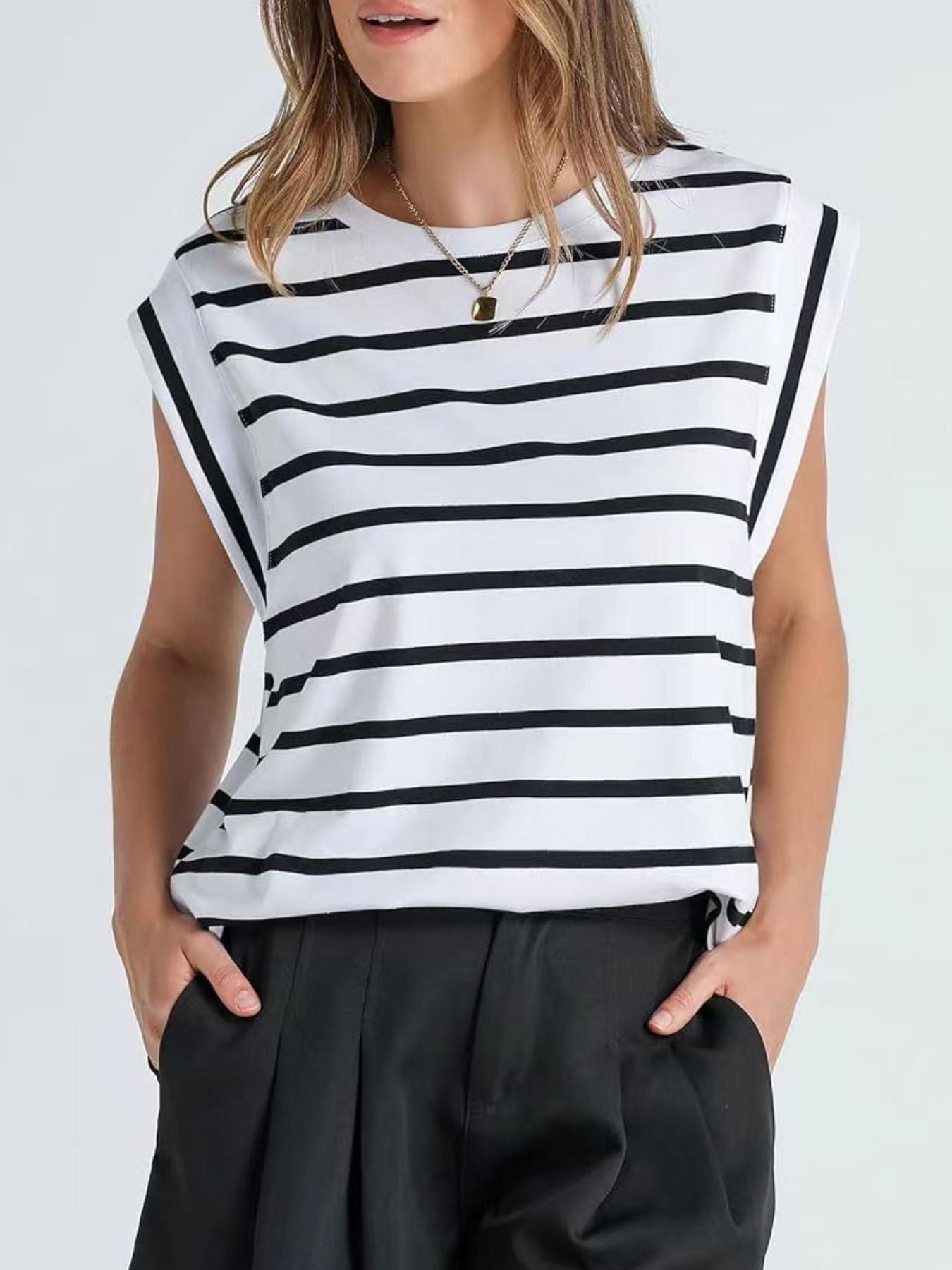 Striped Round Neck Tank