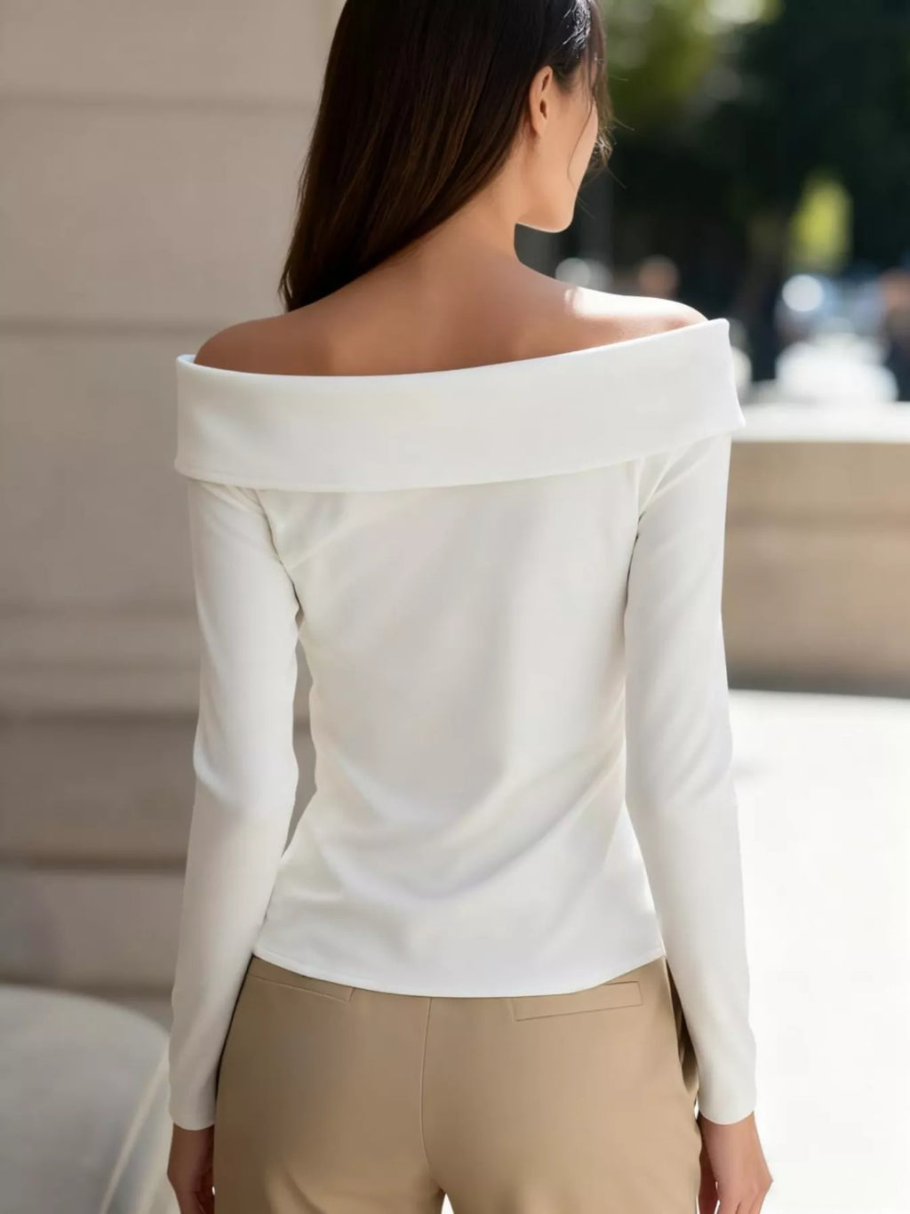 Off-Shoulder Button Detail Blouse
