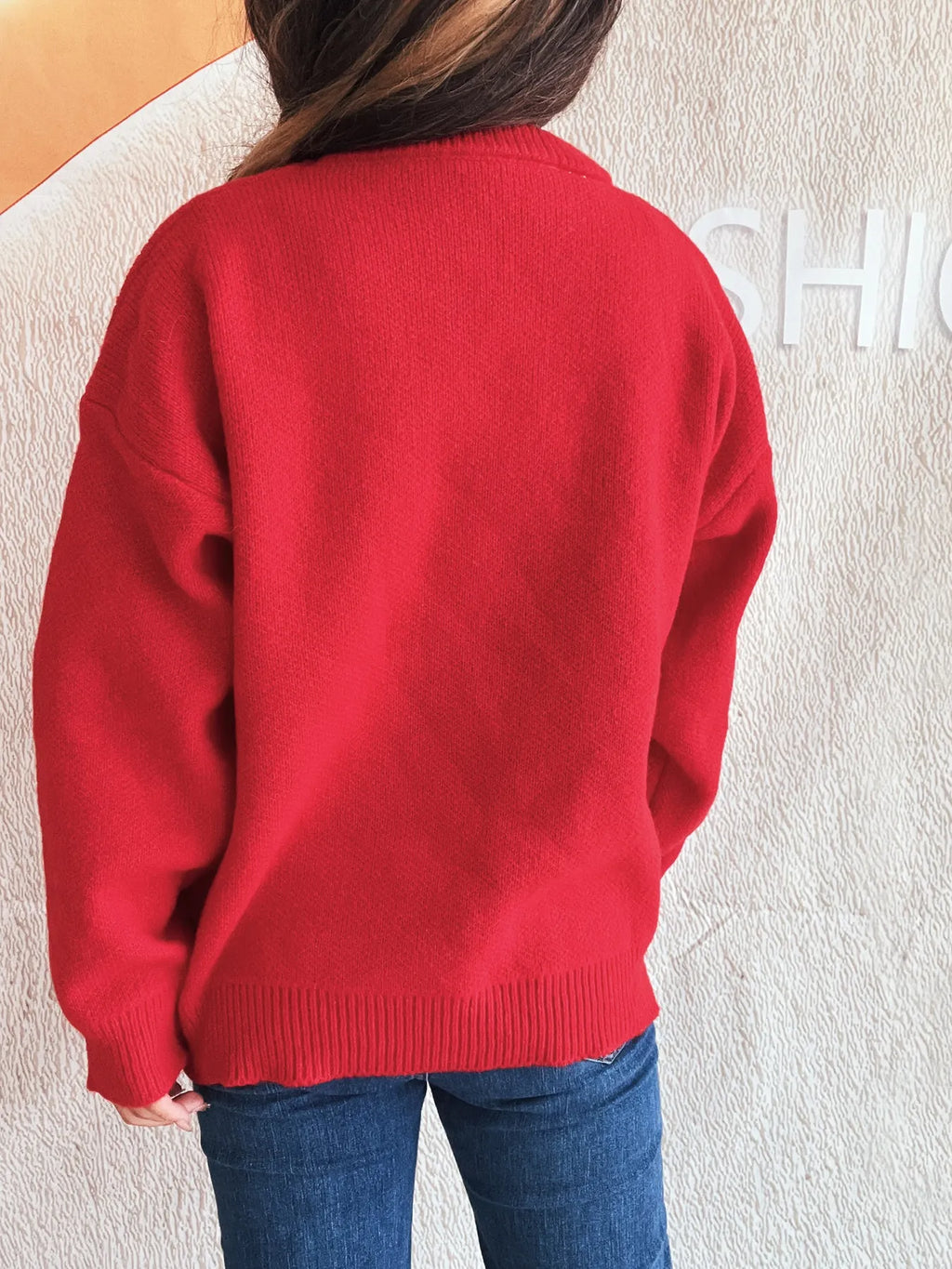 Cherry Round Neck Long Sleeve Sweater