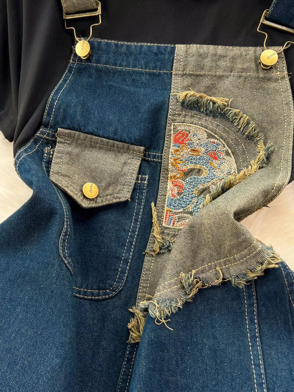 Short Sleeve T-Shirt and Denim Overall Dress Set