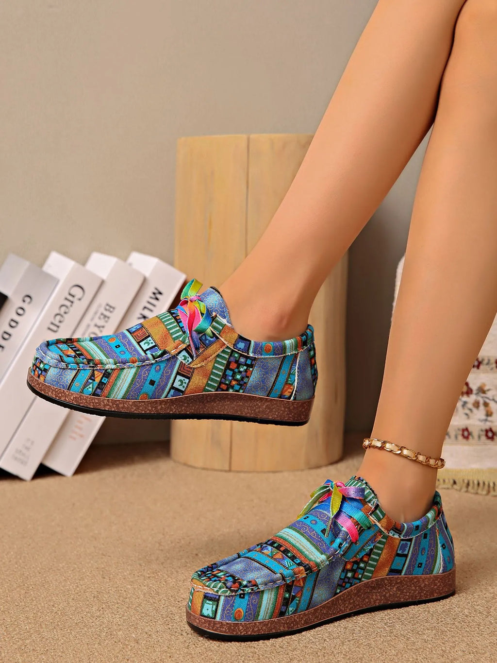 Printed Lace Up Sneakers