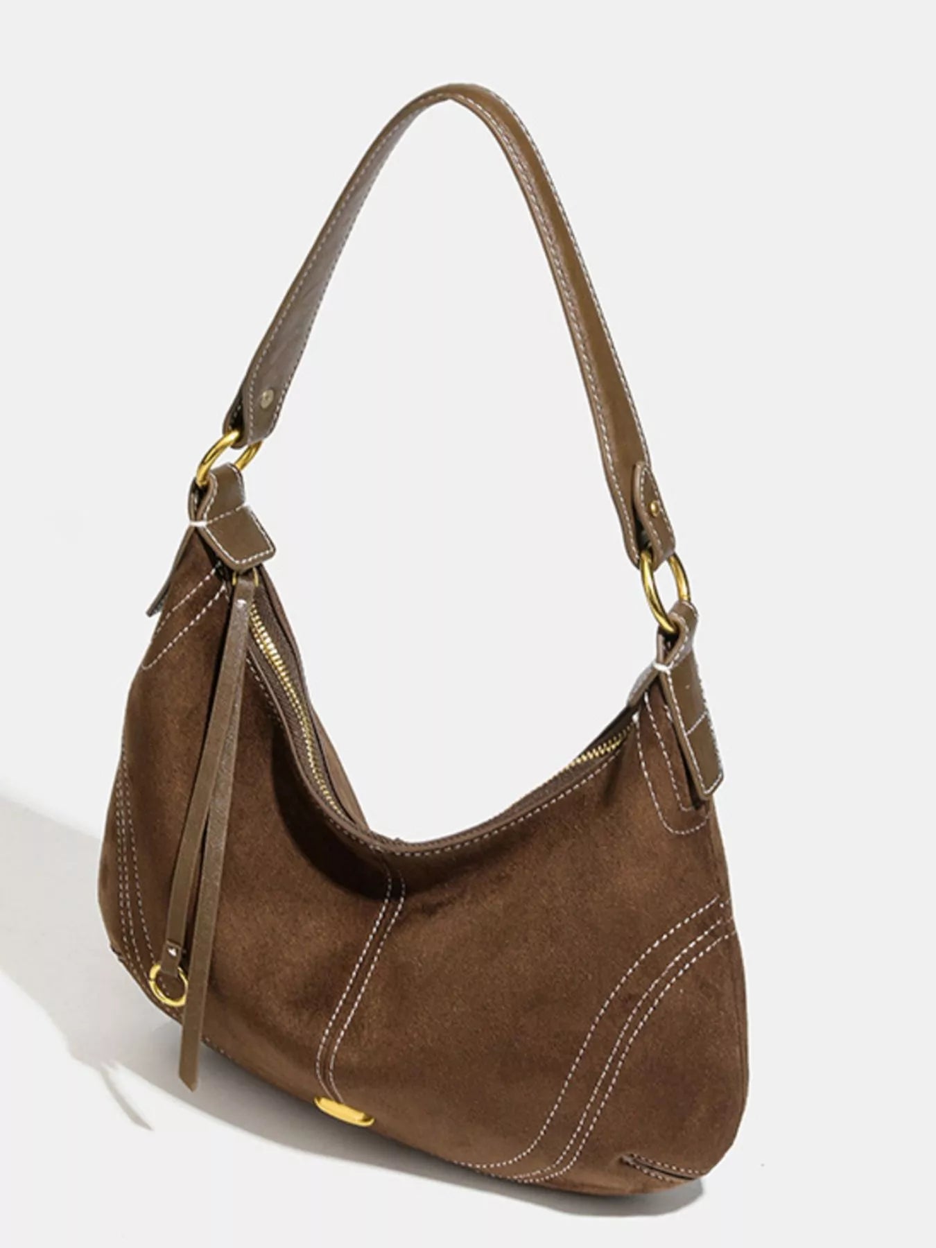 Vintage Suede Hobo Shoulder Bag