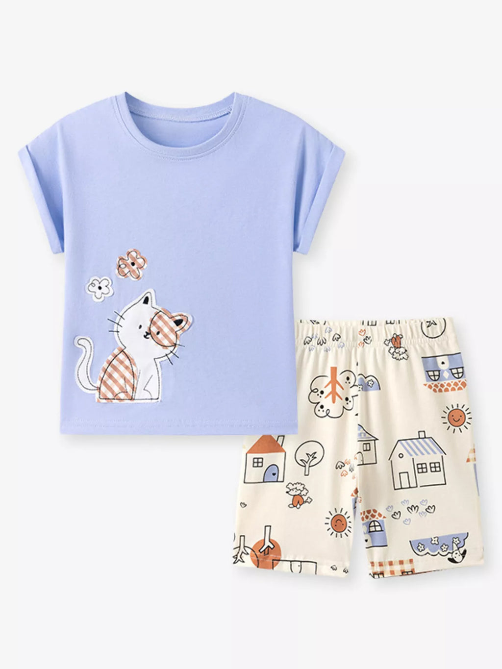 Children's Cat T-shirt and Shorts Set