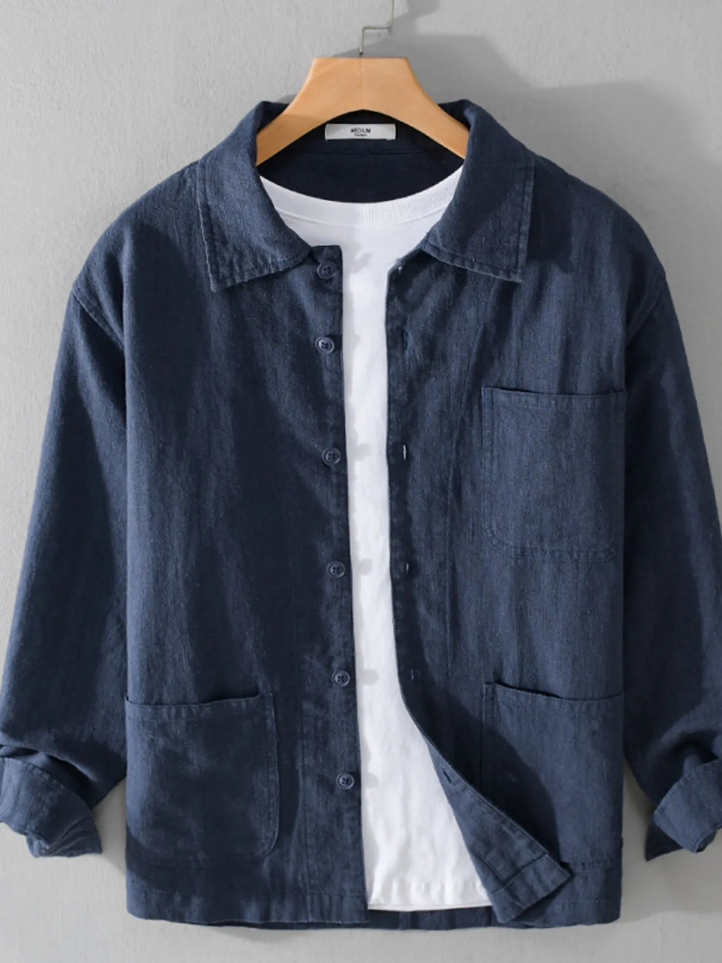 Men's Plus Size Button-Up Shirt with Chest Pocket