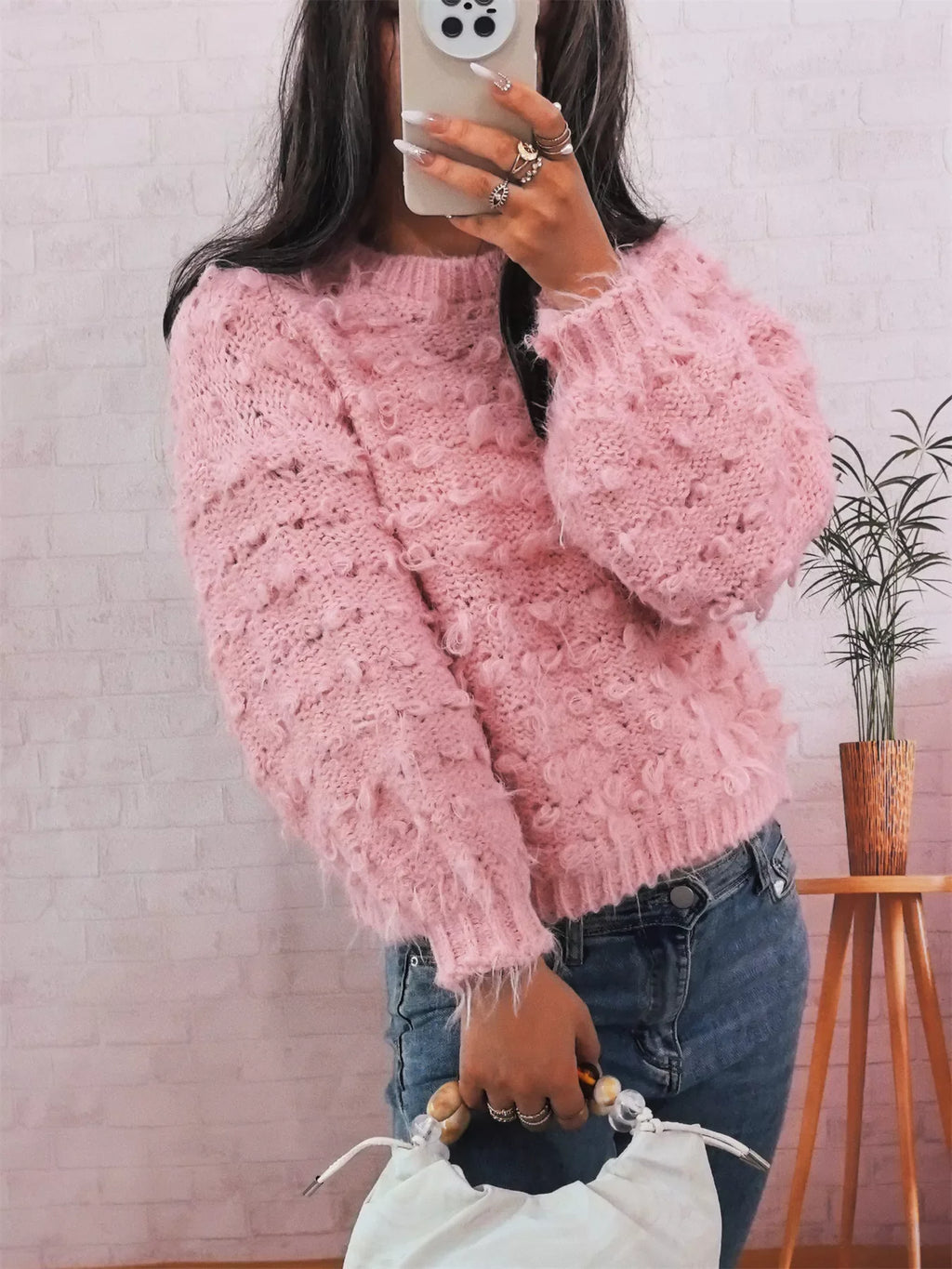 Chunky Round Neck Long Sleeve Sweater