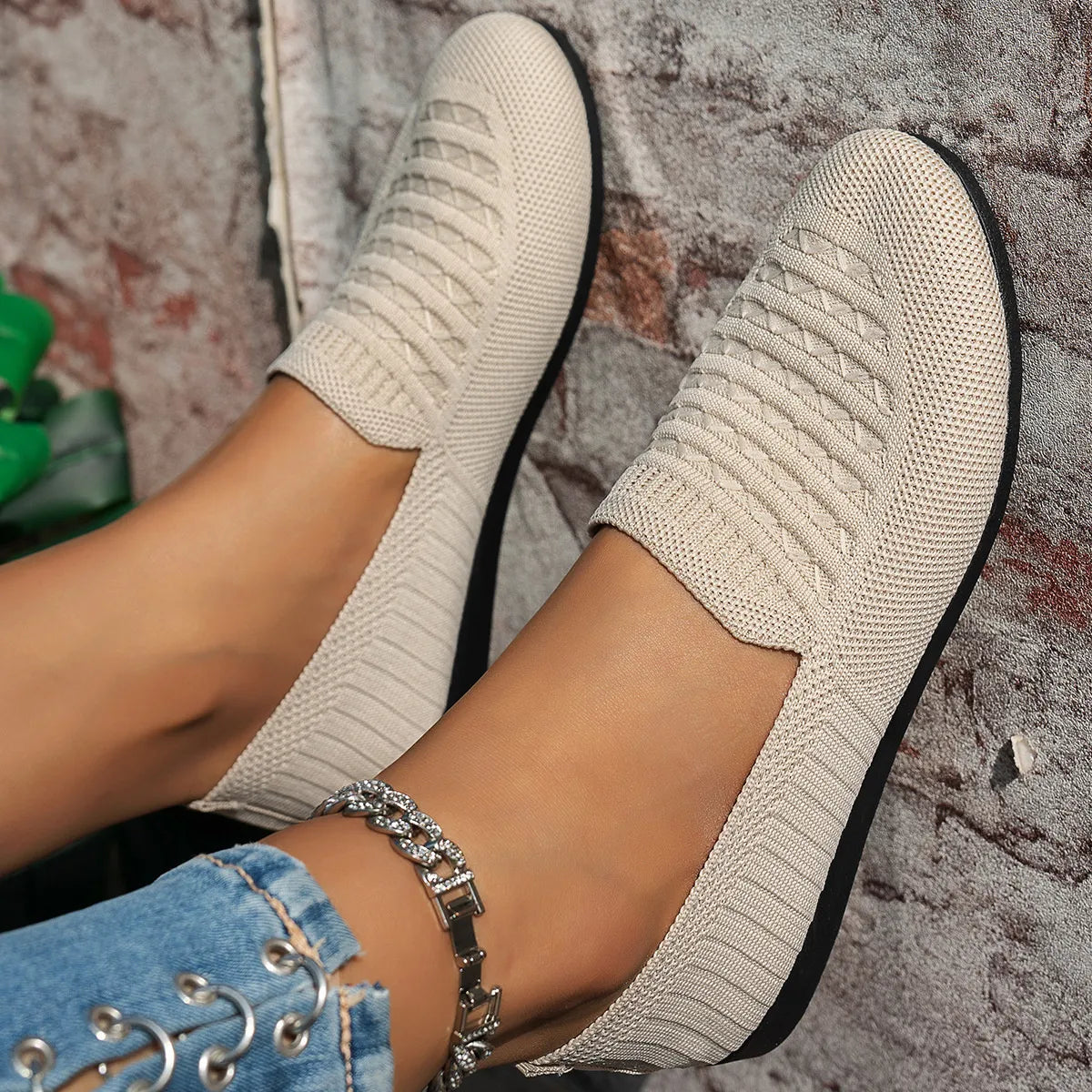 Breathable Knit Slip-On Loafers