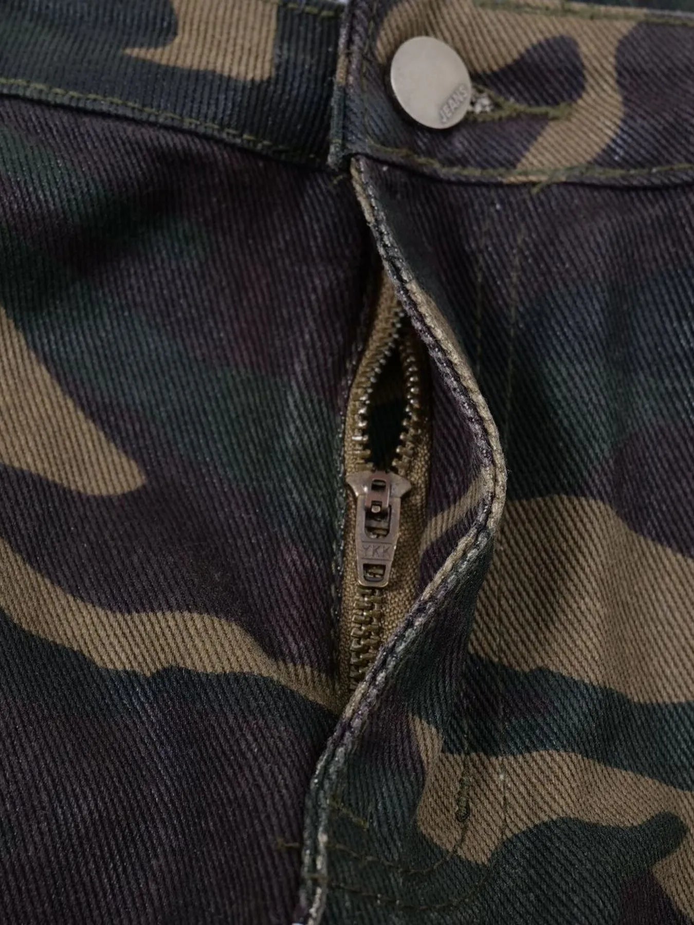 Men's Camouflage Bootcut Jeans with Seam Detail