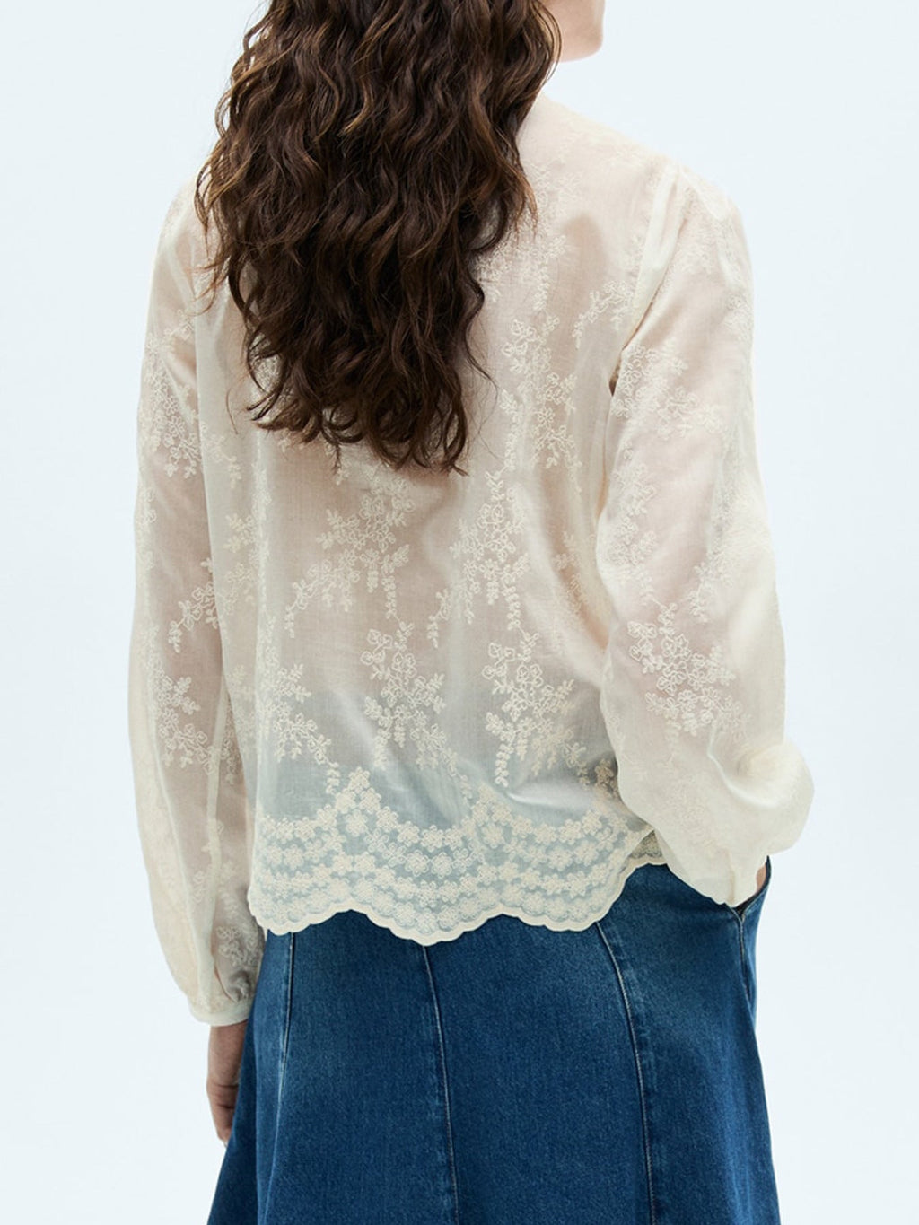 Lace Sheer Long Sleeve Shirt