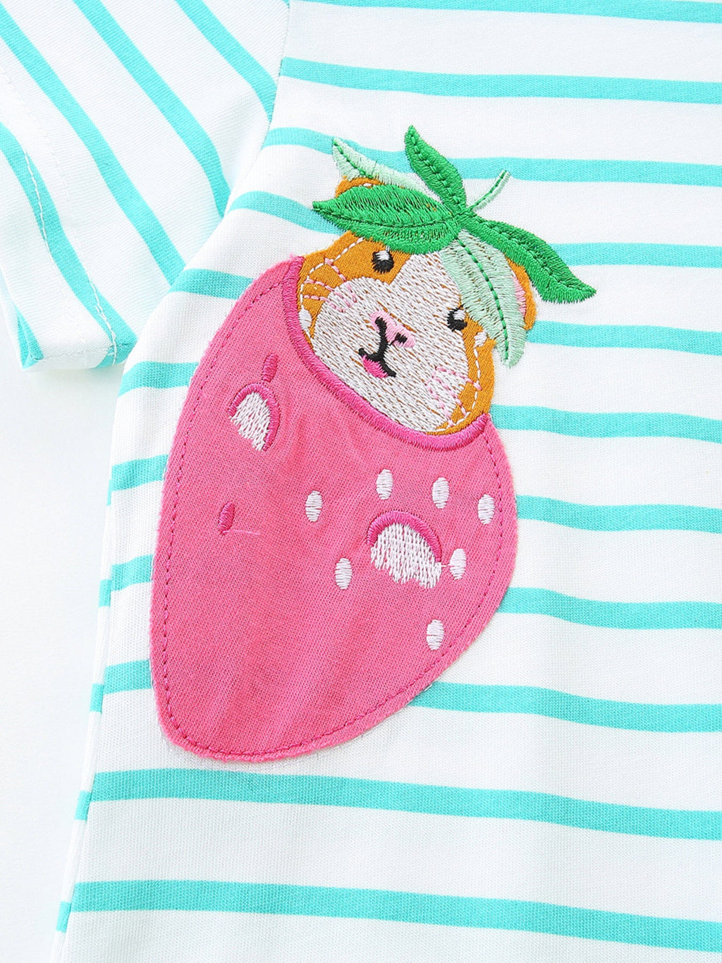 Children's Animal Embroidered Striped Casual Dress
