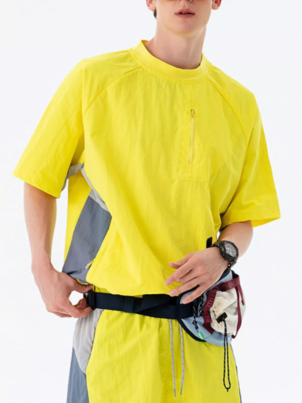 Men's Contrast Round Neck Short Sleeve T-Shirt