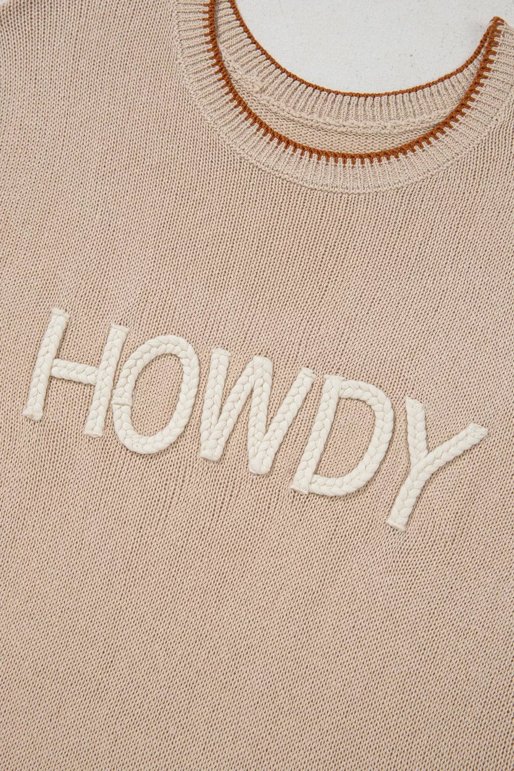 Contrast Trim Knit HOWDY Western Sweater Vest