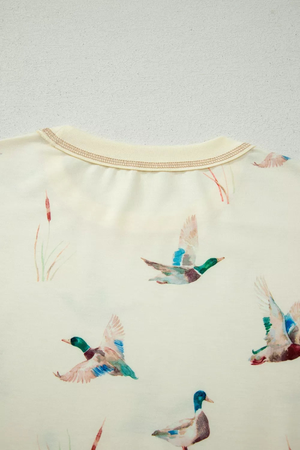 Mallard Duck Print Oversized Tee Drawstring Short Set