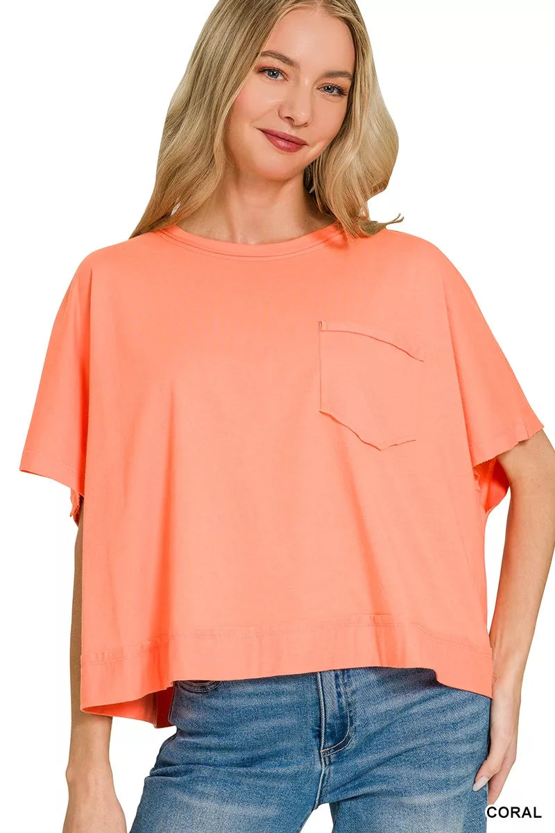 Zenana Exposed Seam Boxy Top