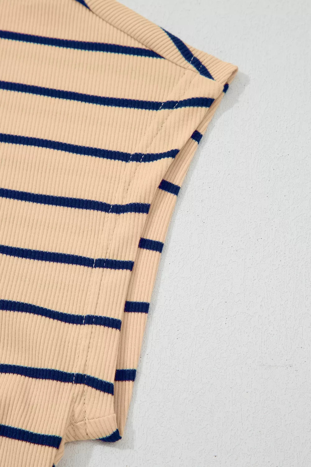 Stripe Mock Neck Short Sleeve Loose Top