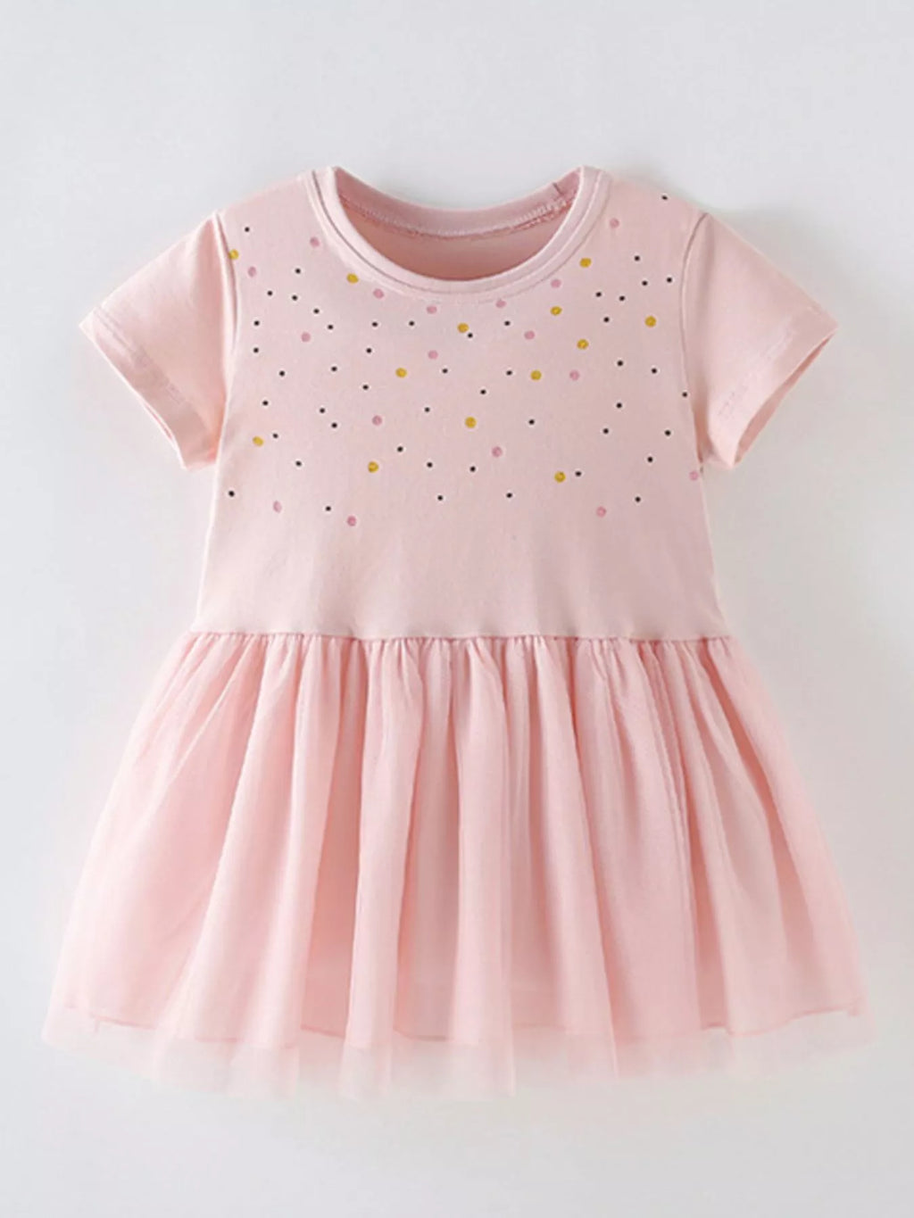 Children's Polka Dot Round Neck Dress
