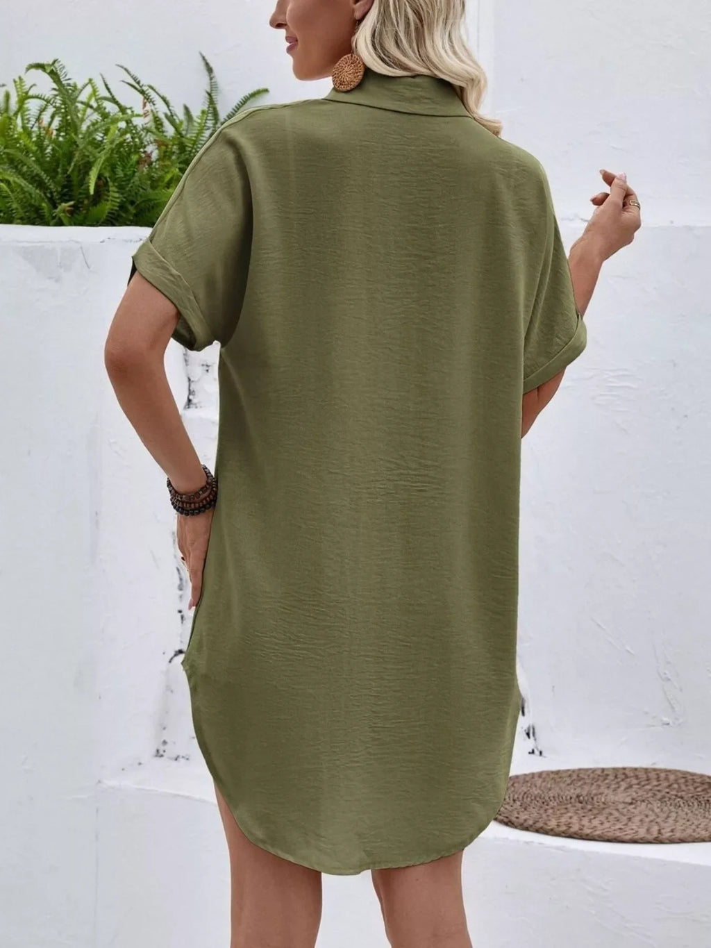 Relaxed Fit Button-Down Longline Shirt