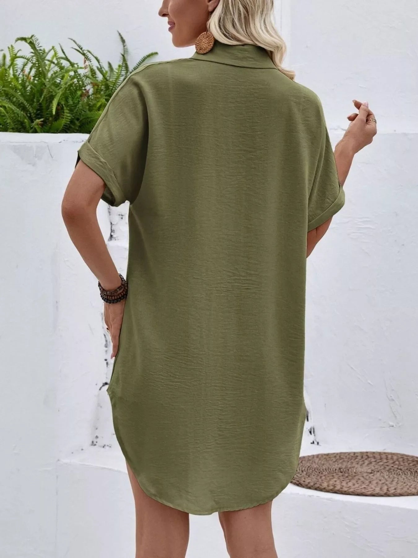 Relaxed Fit Button-Down Longline Shirt