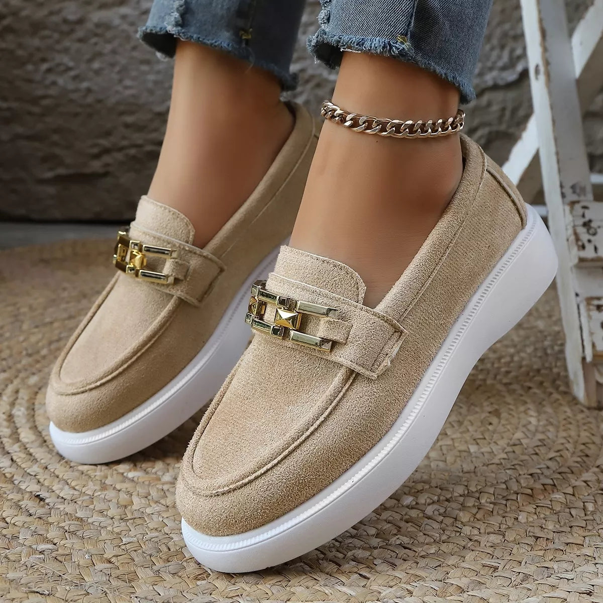 Round Toe Platform Slip-Ons