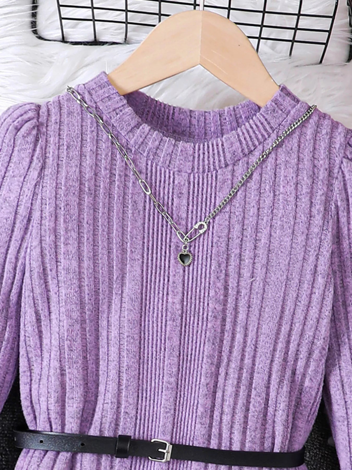 Children's Ribbed Knit Long Sleeve Dress