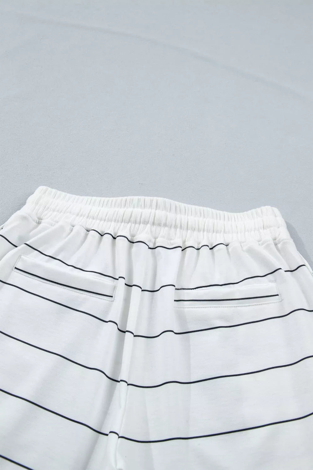Stripe Half Sleeve Tee and Drawstring Shorts Set