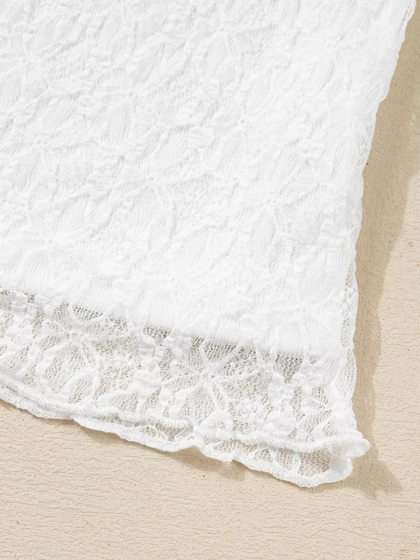 Sheer Lace Long Sleeve Slim Henley Top
